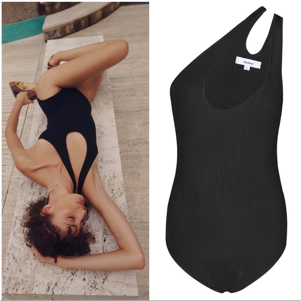 AUTEUR Filippa Cut-Out Bodysuit Black NWT